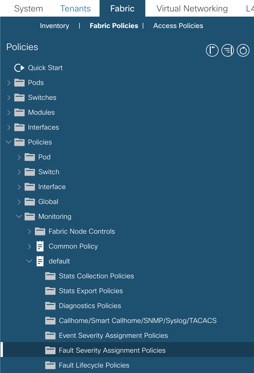 Path in the GUI to the Fault Severity Assignment Policies