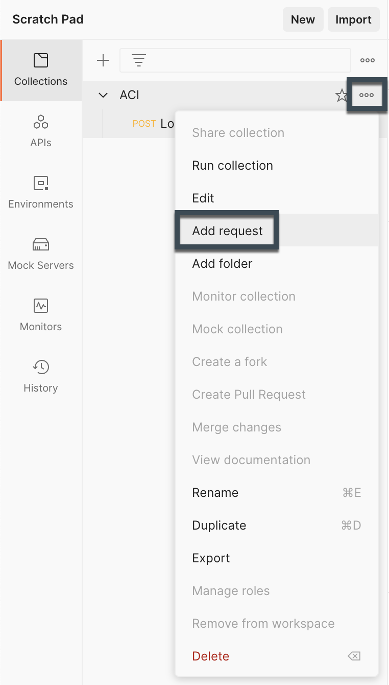 Create another Request in the Postman GUI